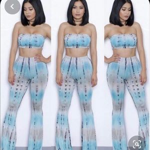 Blue tie dye set Flare a$$ pants